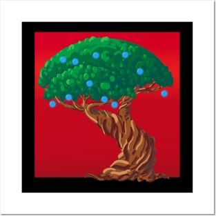 Tree of Life on Red Background Posters and Art